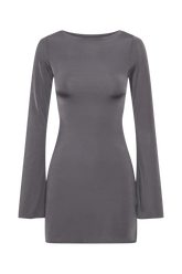 Tarna Slinky A-Line Mini Dress - Charcoal